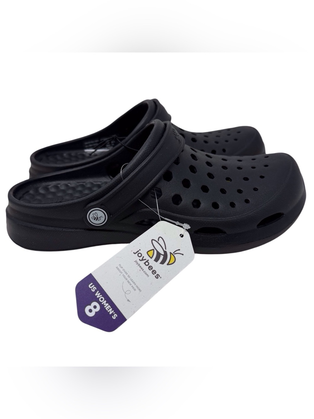 Joy bees  Black slip on active Clog style Sandals Women's size US 8 EU 38.5 NWT